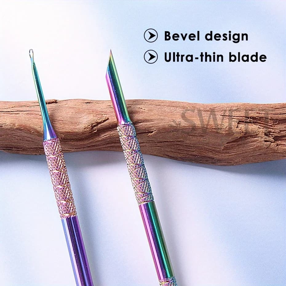 stainless steel double-headed nail pusher for cuticle removal — image 2