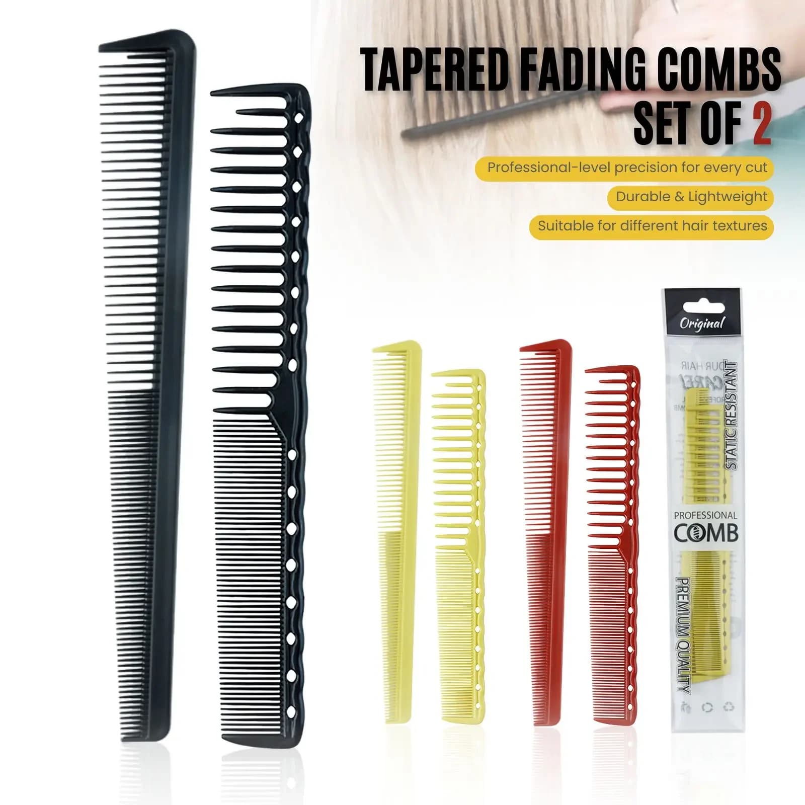 Two professional dense‑tooth barbershop combs — image 5
