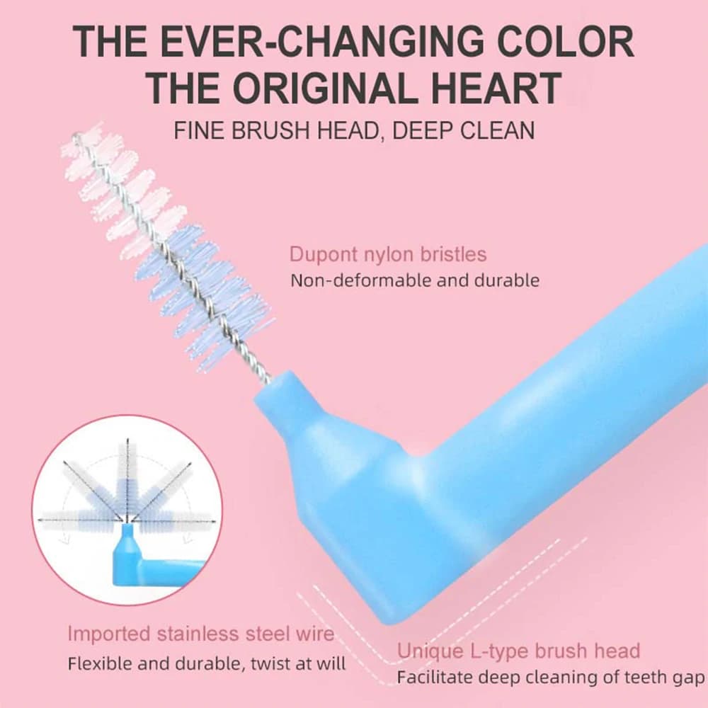 L‑shape interdental brush set with 10 brushes and bag — image 2