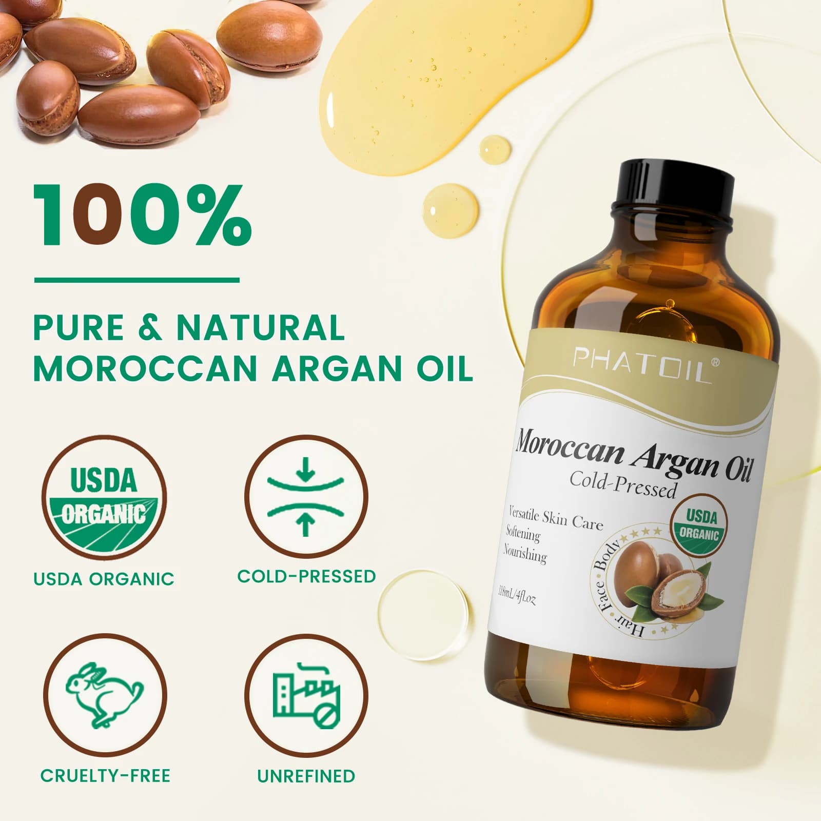 Organic face oil bottle with castor, jojoba, argan and rosehip blend — image 4