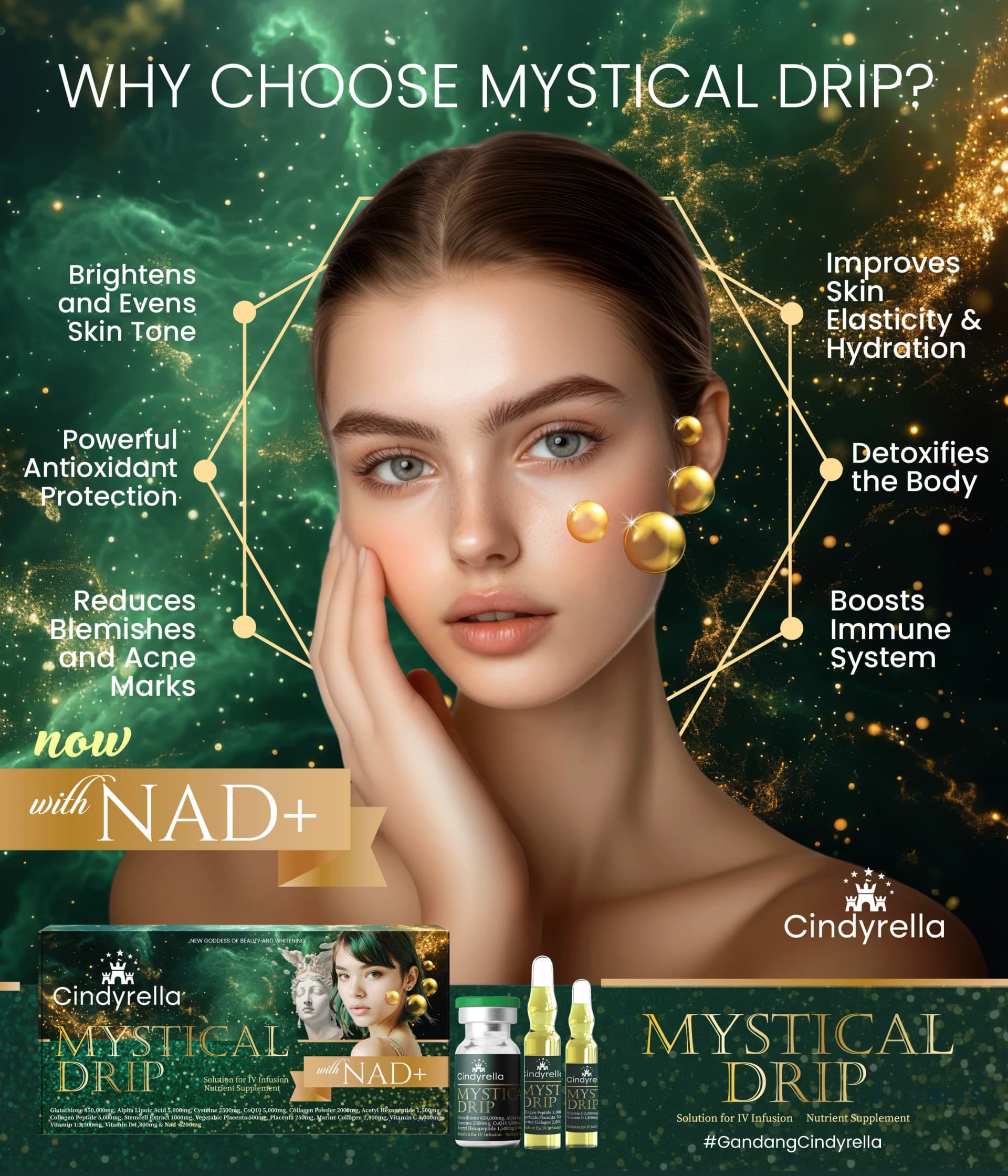 Cindyrella Magical Mystical NAD+ Drip Set (7 Sets) | Glutathione, Collagen, Vitamin C & Q10 Complex — image 1