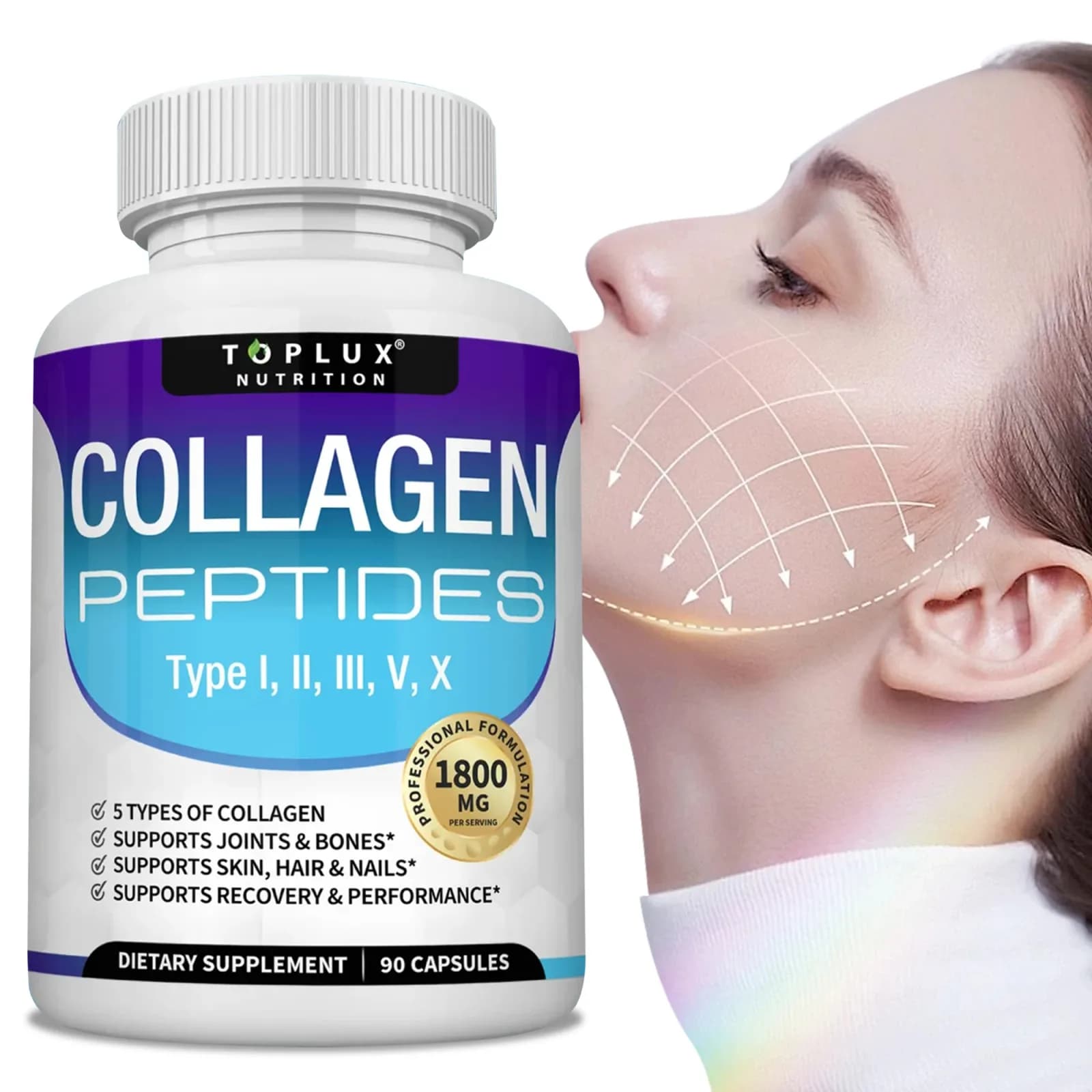 Collagen Peptides 1800 mg – Hair, Skin & Joint Support