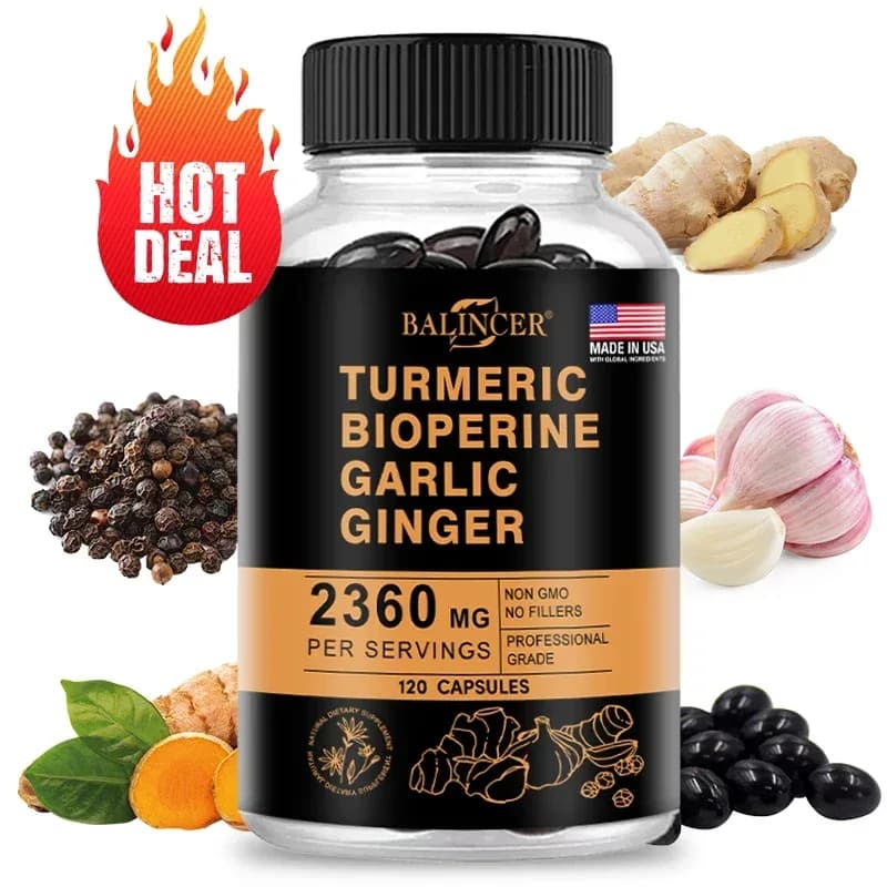 Turmeric & Ginger Supplement with Piperine, Garlic – 2360 mg