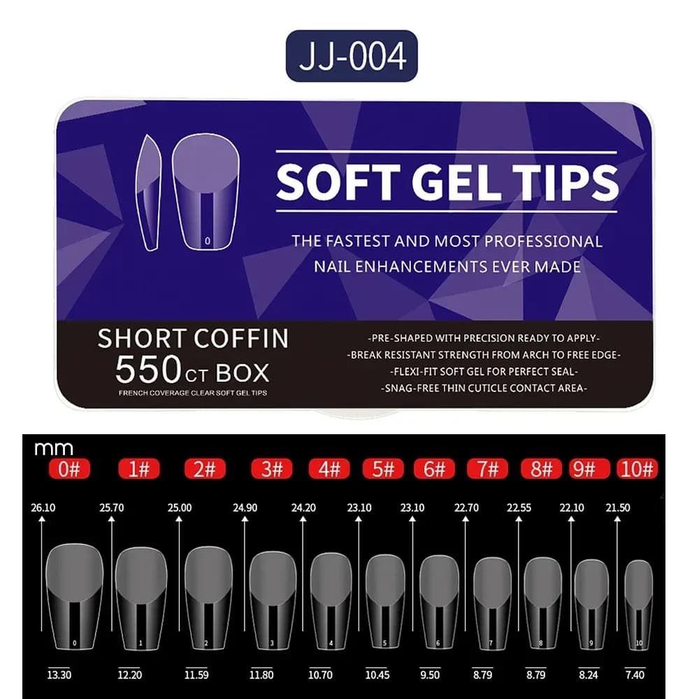 Medium Soft Gel Nail Tips – 550 Pieces Apricot Coffin Shape