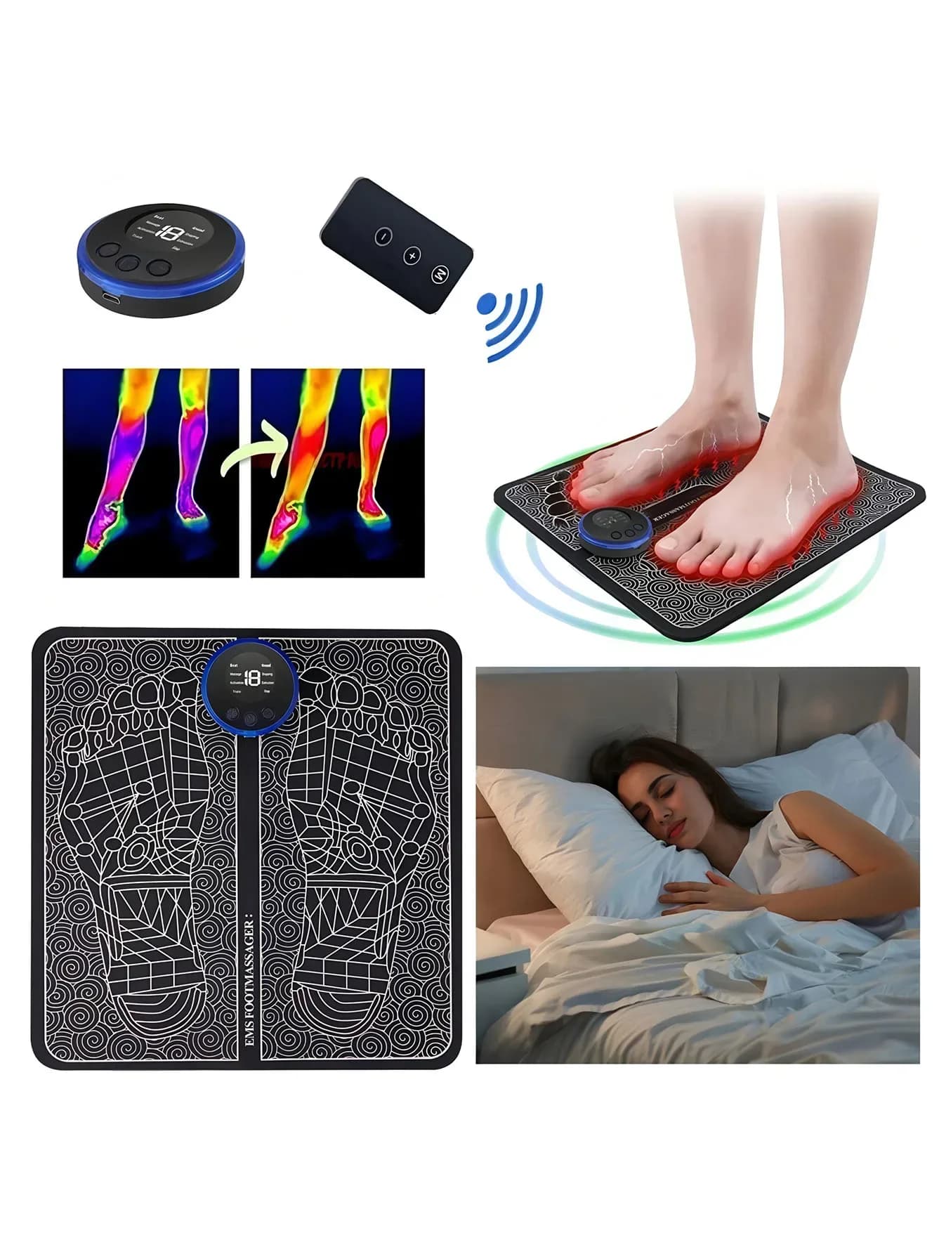 Rechargeable EMS Foot Massager Pad