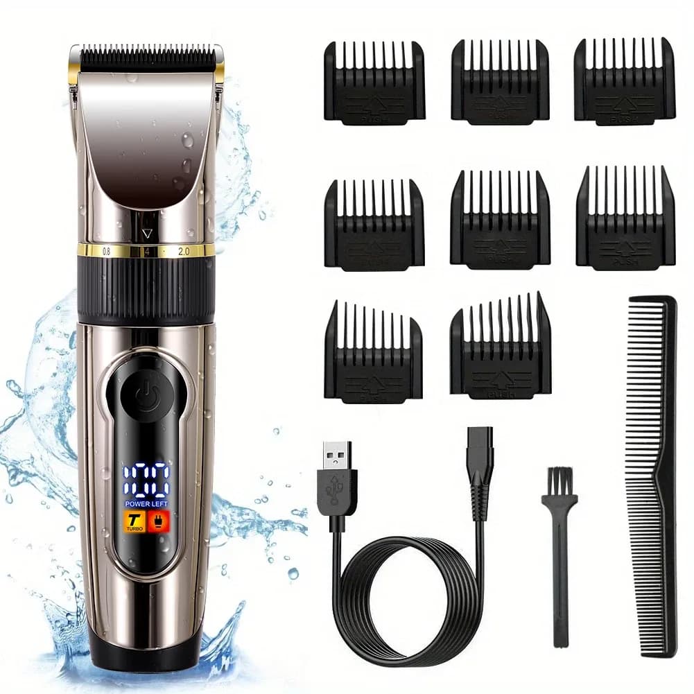 Ceramic Blade Hair Clipper with LED Display and USB Charging