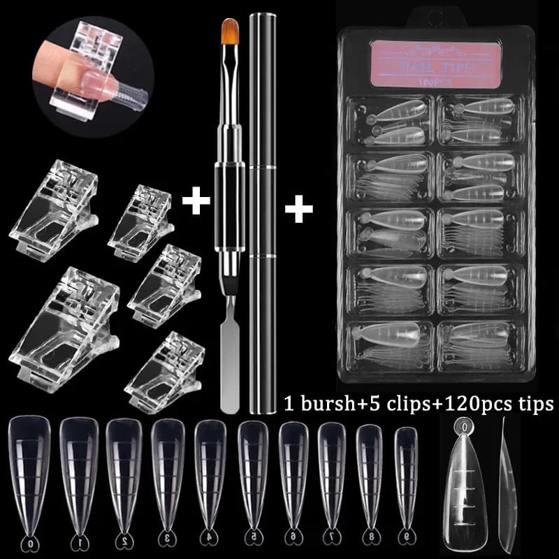 100 Piece Acrylic Nail Tips Set with UV Gel Polish
