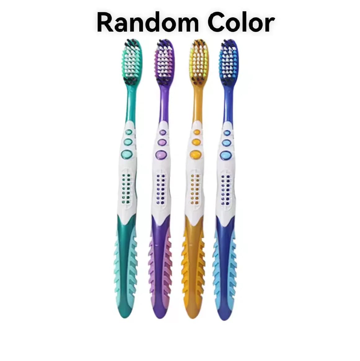 Hard‑bristle manual toothbrush set, 4 pieces
