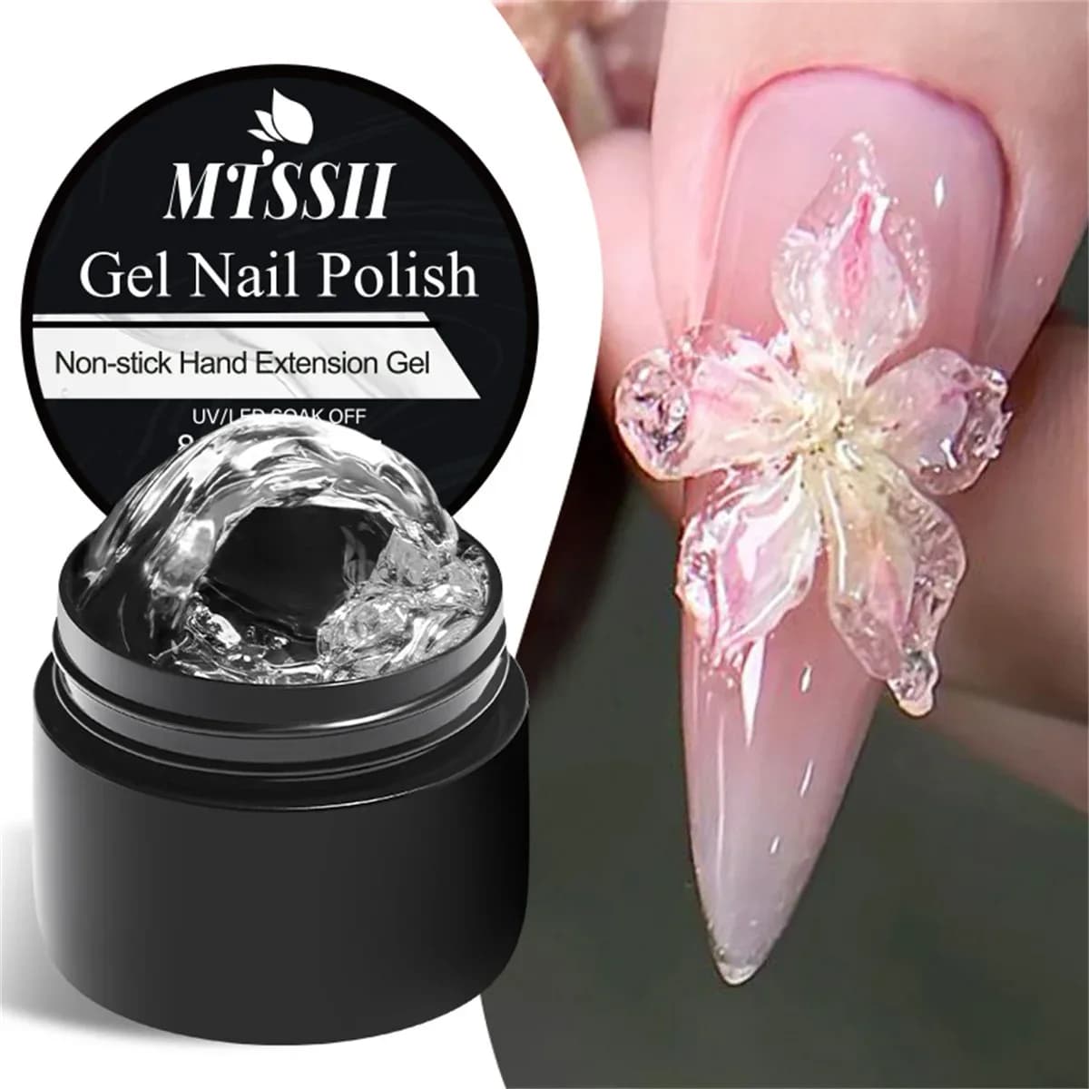 Clear non‑stick 3D hand extension gel polish