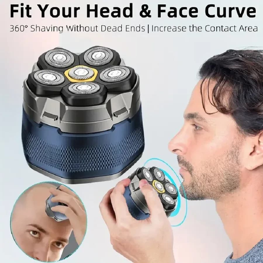 Magnetic Electric Head Shaver for Bald Men – USB Rechargeable, LED Display, Wate
