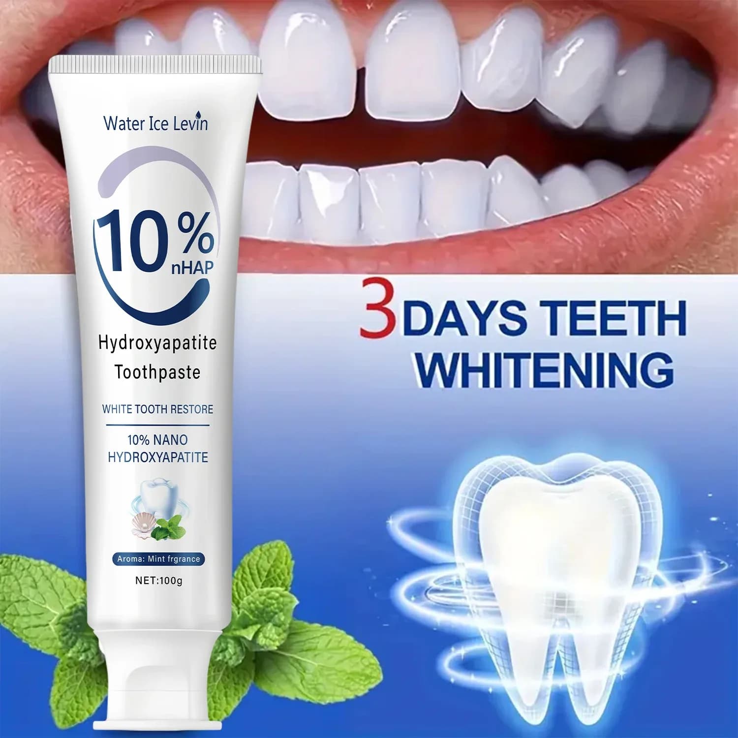 Nano Hydroxyapatite Toothpaste, 10% Fresh Mint, 100 g