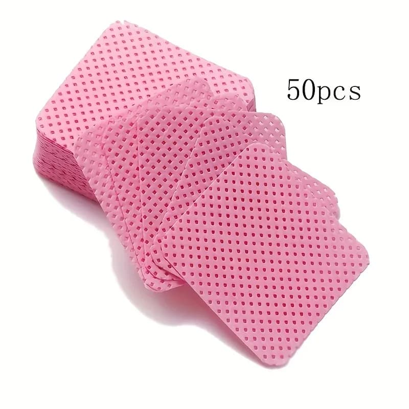 Lint-Free Nail Wipes – Super Absorbent, Pack of 50 (White & Pink)