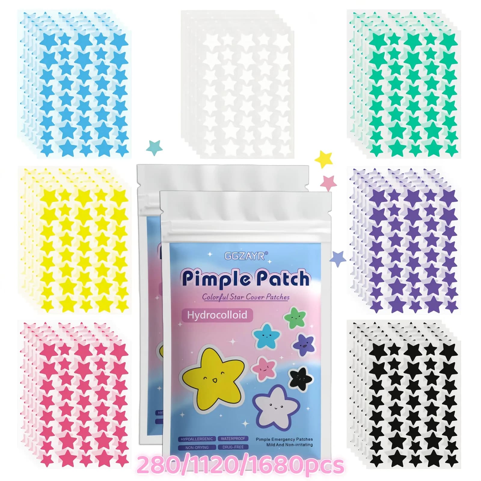 Seven-Color Star Invisible Pimple Patches
