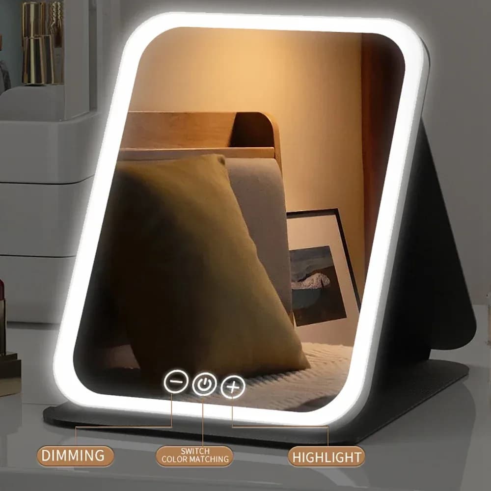 Dimmable LED Makeup Mirror with Adjustable Brightness and 3 Light Modes