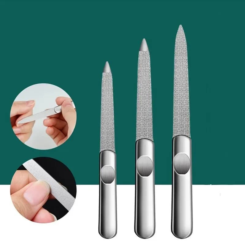 3‑Piece Stainless Steel Double‑Sided Nail File Set
