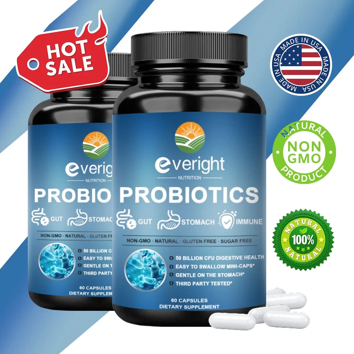 50 Billion CFU Probiotics Daily Digestive Supplement