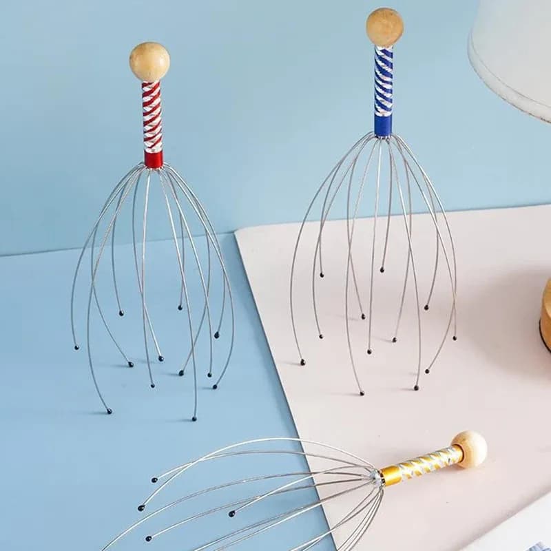 Octopus Head Massager – Stainless Steel Engraved Scalp Relaxer