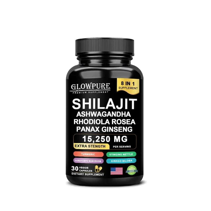 Shilajit with Ginseng & Ashwagandha – 8‑in‑1 Supplement, 30 Capsules