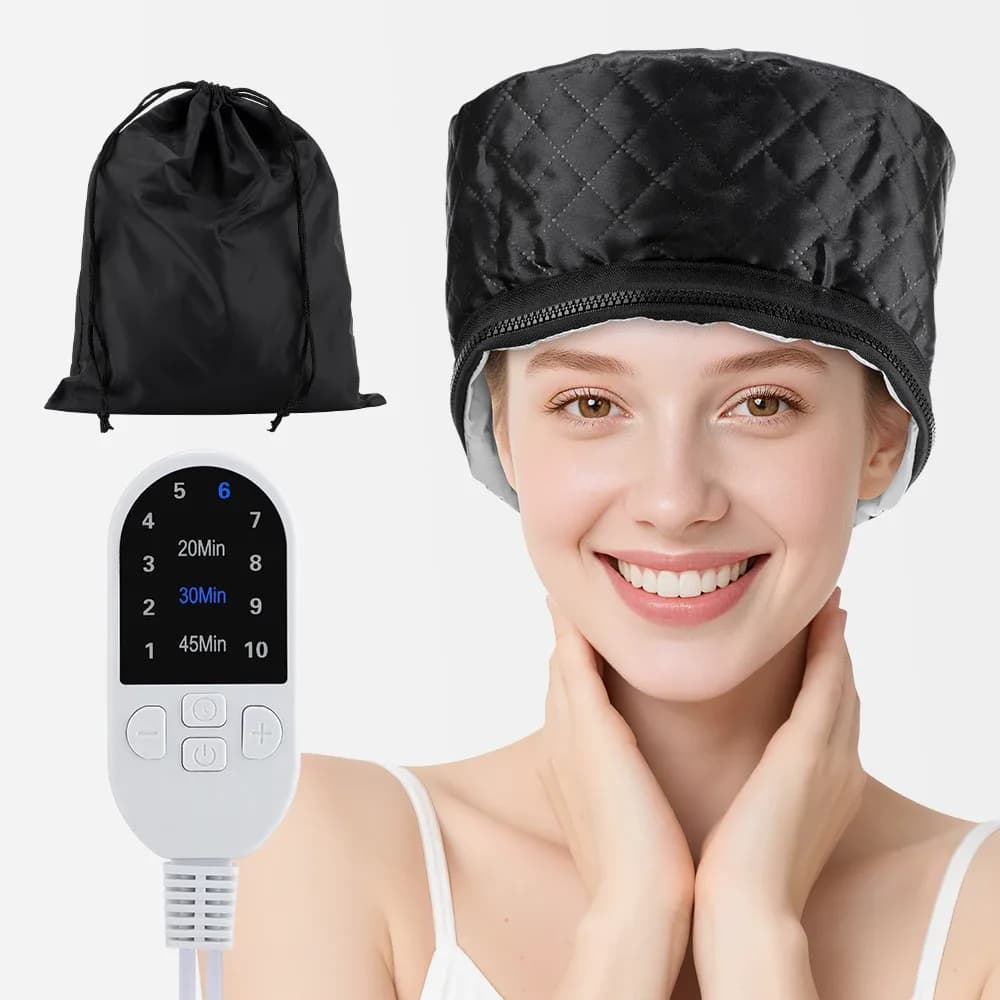 Electric Hair Steamer Cap with 10 Heat Settings, Waterproof