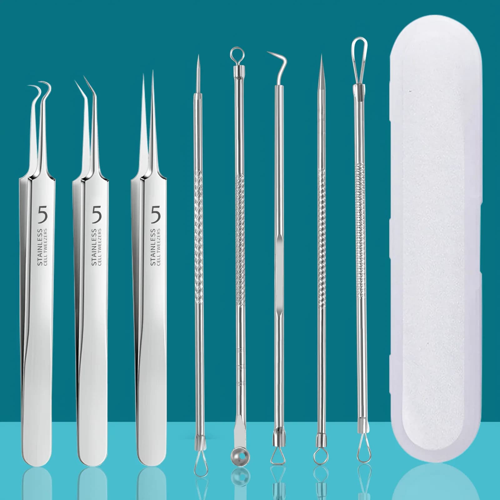 Stainless Steel Acne Removal Tool Set – 4, 7 or 8 Pieces