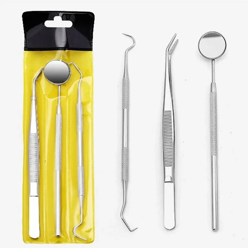 Dental Tool Set – Mirror, Oral Scope & Tweezers (3 pcs)
