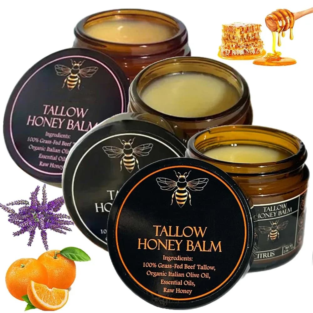 Organic Grass-Fed Beef Tallow Balm with Raw Honey