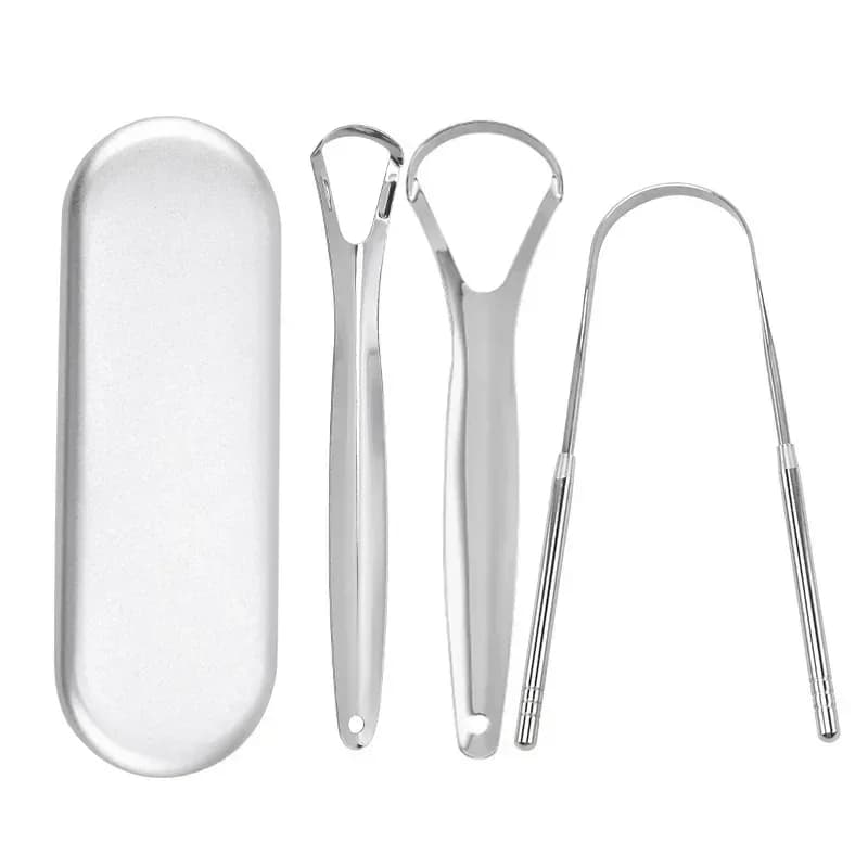 Metal Tongue Scraper – Stainless Steel, 1 or 3 Pack