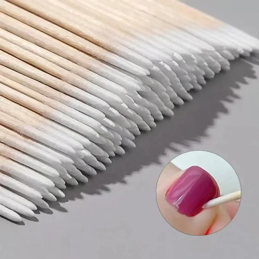 100/300/500 Nails Wooden Tip Cotton Stick Buds Disposable