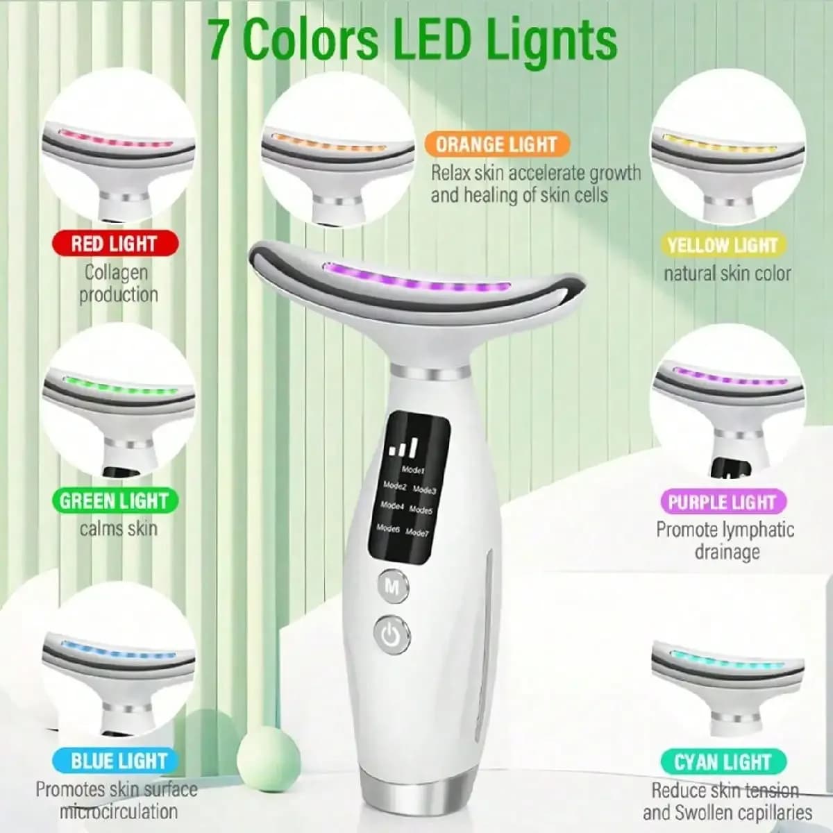 Color Light Face and Neck Beauty Device – 7 Modes