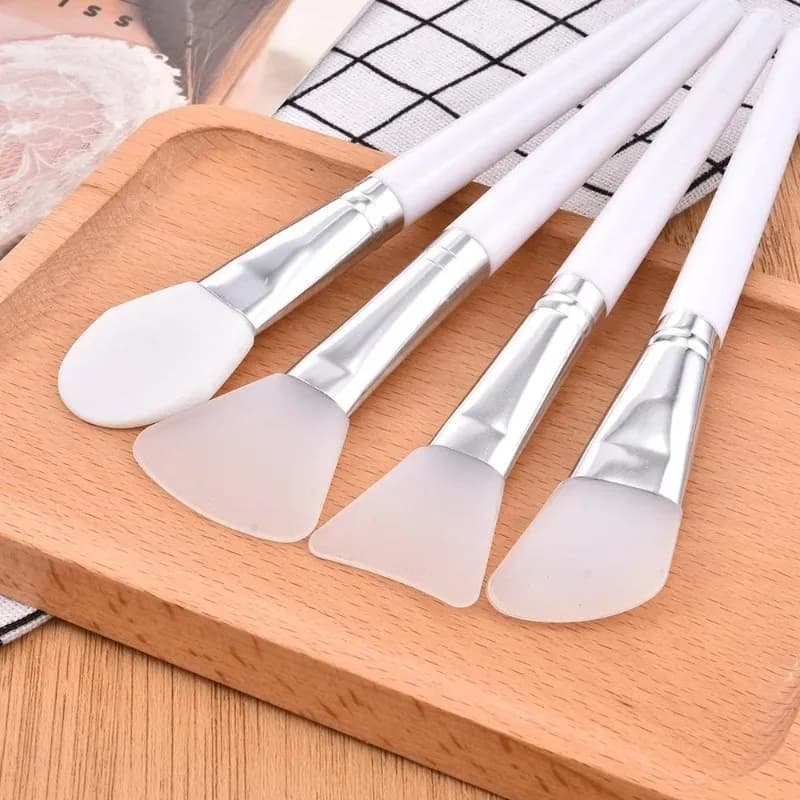 White Silicone Facial Mask Brush Set – 4 Pieces