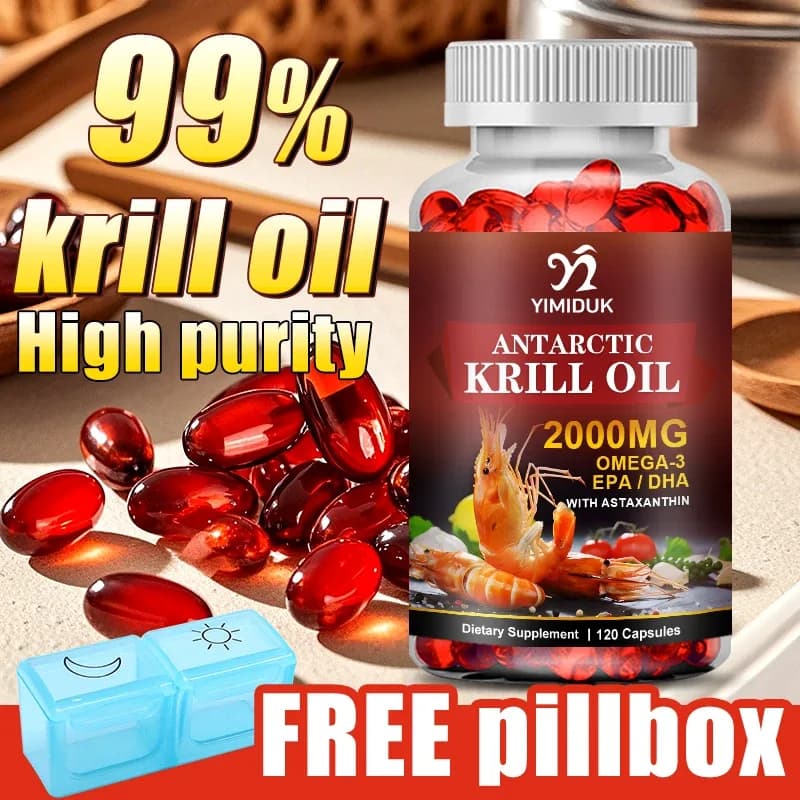 Antarctic Krill Oil 2000 mg, 120 Capsules with EPA, DHA & Astaxanthin
