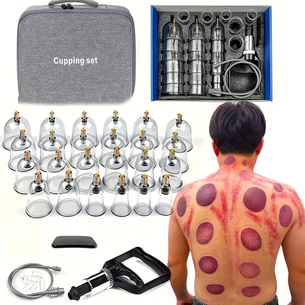 Cupping Relax Set – 24 Vacuum Cups with Hand Pump
