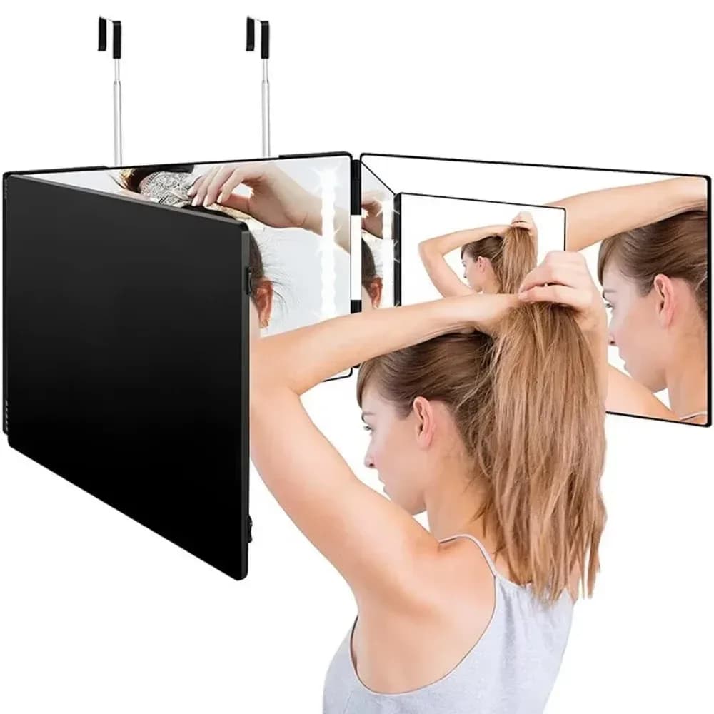 Adjustable LED Trifold Haircut Mirror
