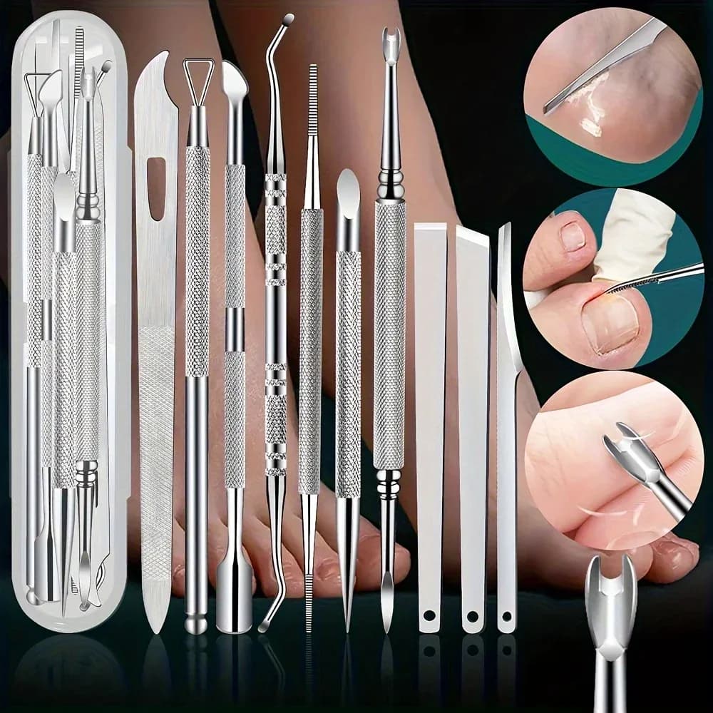 Stainless Steel Pedicure Tool Set – 10 Pieces with Travel Case